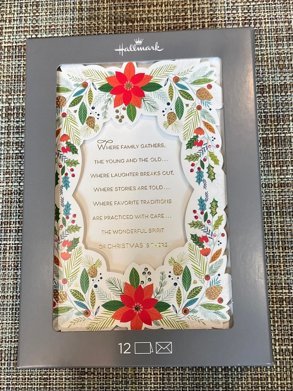 Hallmark  Poinsettia Holiday Cards with Gold Accents NWT